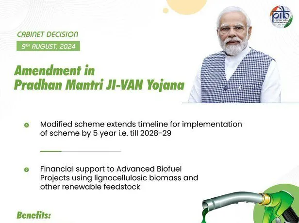 Cabinet approves Amendment in Pradhan Mantri JI-VAN Yojana for providing financial support to Advanced Biofuel Projects using lignocellulosic biomass and other renewable feedstock