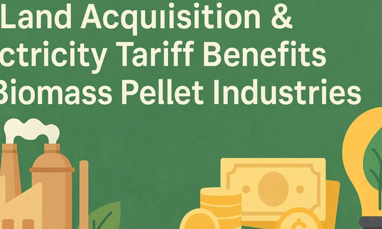 Land Acquisition & Electricity Tariff Benefits for Biomass Pellet Industries in Industrial Parks & SEZs